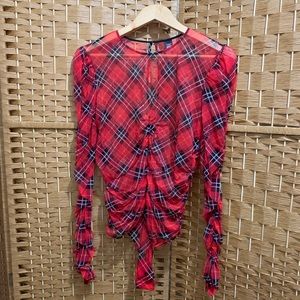 Victoria’s Secret plaid mesh thong bodysuit